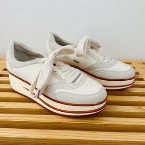 Zara White Leather Platform Sneakers